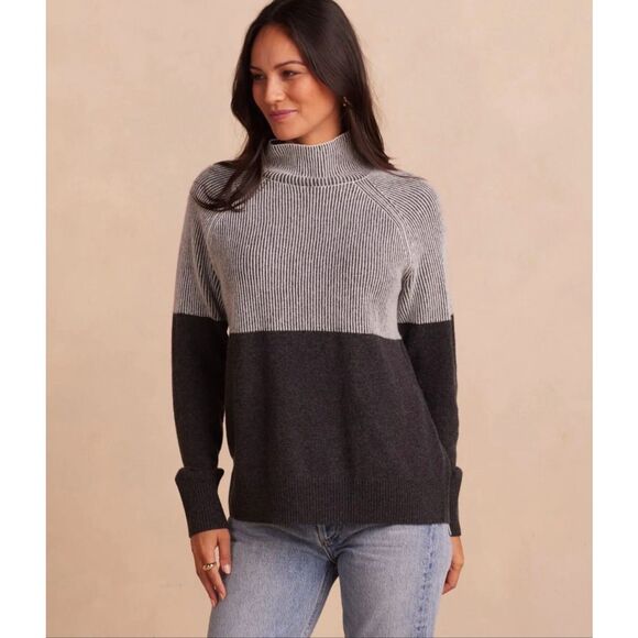 Summersalt Two-Tone Cashmere Merino Wool Turtleneck Sweater Small - Picture 1 of 14